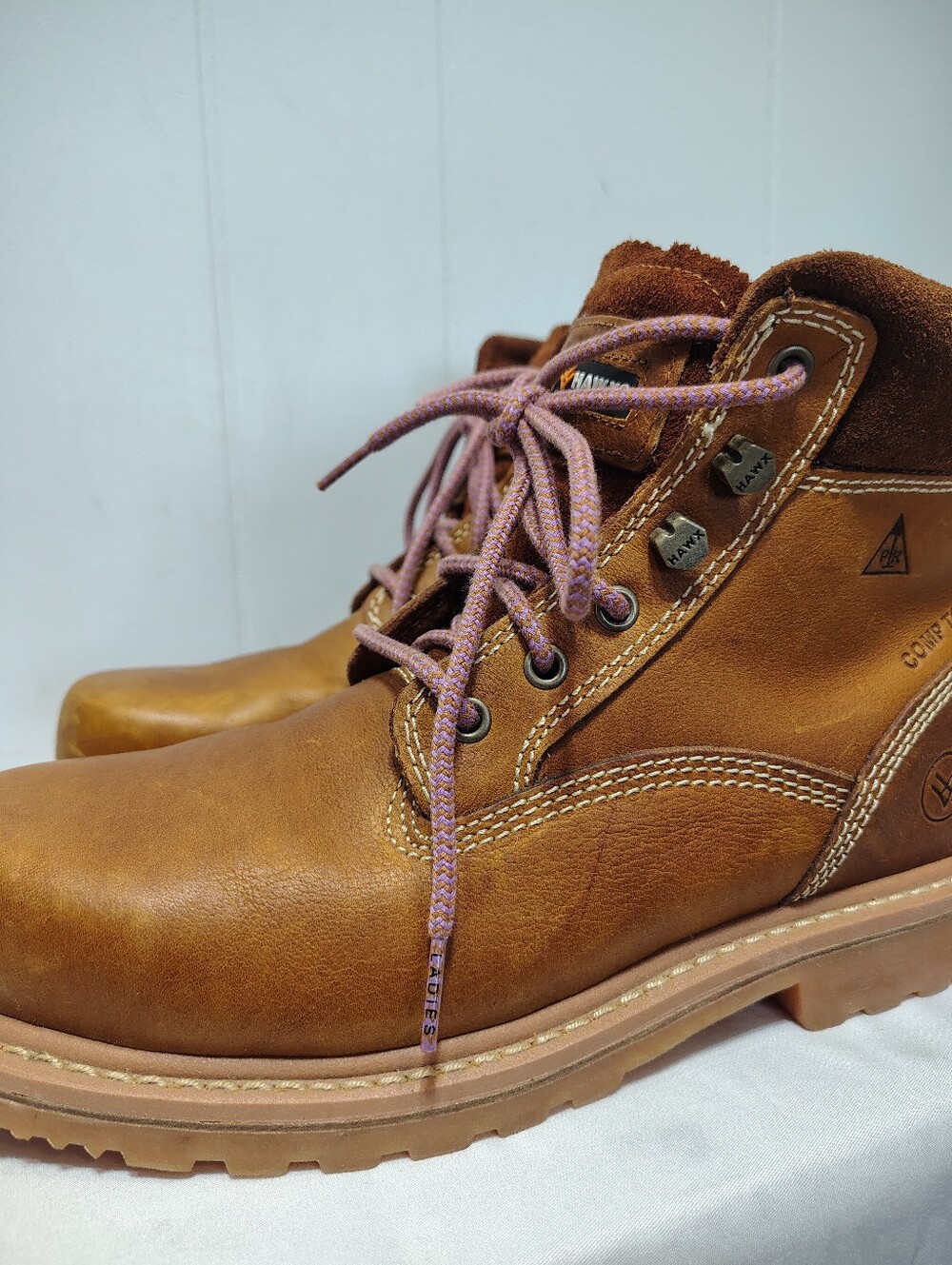 Hawx Trooper Safety Boots Wide Tan Pink Size 8.5C - Picture 4 of 7
